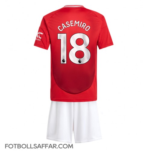 Manchester United Casemiro #18 Hemmadräkt Barn 2024-25 Kortärmad (+ Korta byxor)